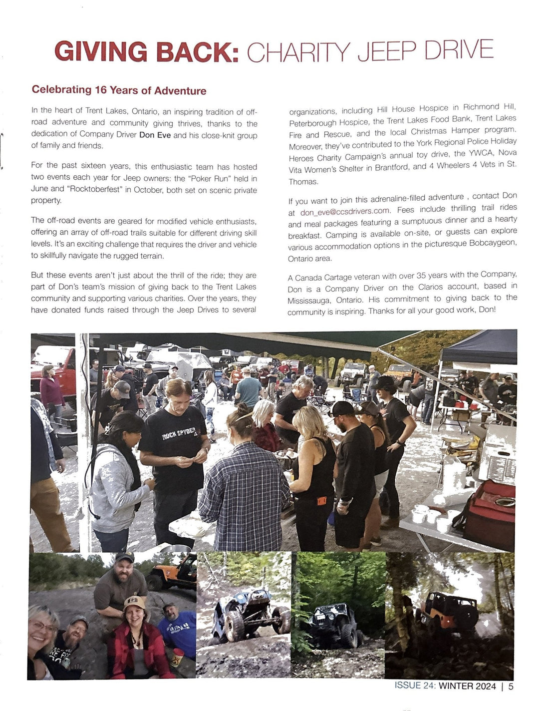 SSOR's Dad Featured In Company Newletter for Recognition In The Community